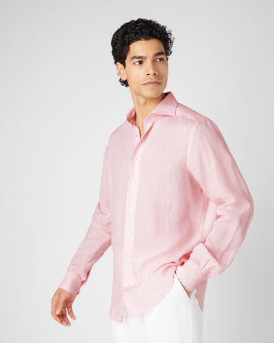 N.Peal Men's Cannes Linen Shirt Pink