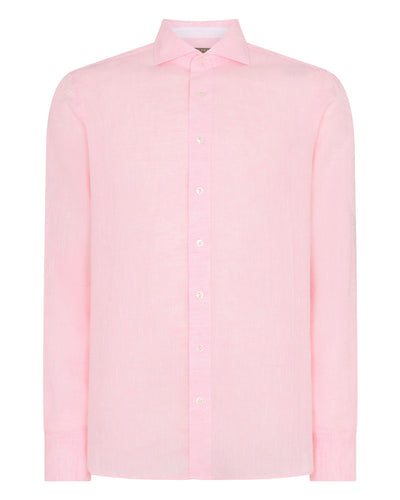 N.Peal Men's Cannes Linen Shirt Pink