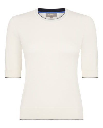 N.Peal Women's Cotton Cashmere T-Shirt New Ivory White