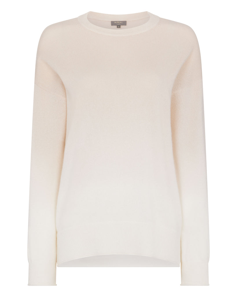 Women's Dip Dye Round Neck Cashmere Jumper Almond White | N.Peal