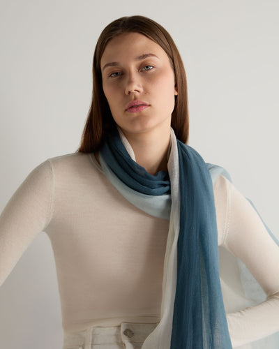 N.Peal Women's Dip Dye Cashmere Scarf Dark Blue