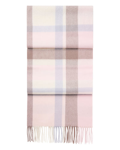 N.Peal Unisex Cashmere Check Scarf Oatmeal + Grey Check