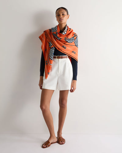 N.Peal Women's Printed Foulard Orange