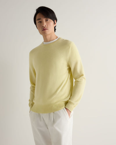 N.Peal Men's Oxford Round Neck Cashmere Jumper Granita Yellow