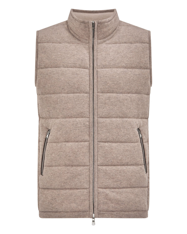 N.Peal Men's Mall Cashmere Gilet Oatmeal Brown