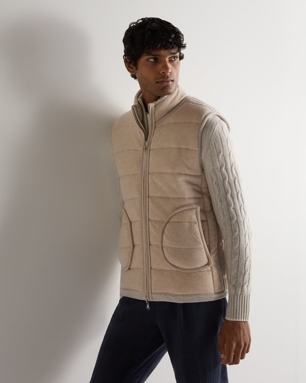 N.Peal Men's Mall Cashmere Gilet Pebble Grey