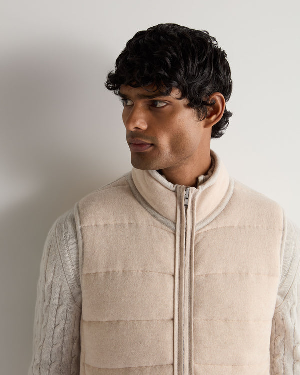 N.Peal Men's Mall Cashmere Gilet Pebble Grey