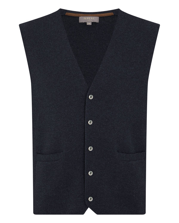 N.Peal Men's Chelsea Cashmere Waistcoat Indigo Blue