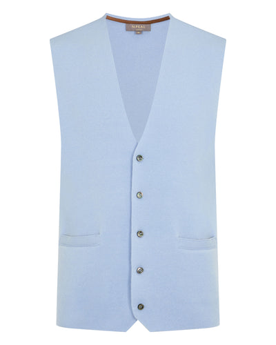 N.Peal Men's Chelsea Cashmere Waistcoat Sea Mist Blue