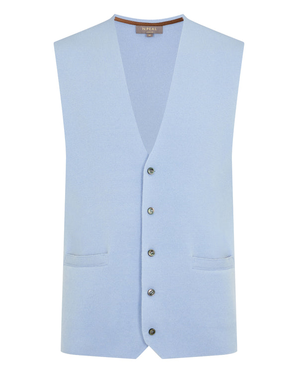 N.Peal Men's Chelsea Cashmere Waistcoat Sea Mist Blue