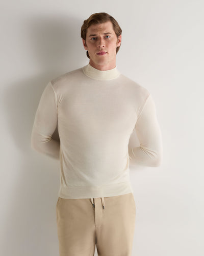 Men's Fine Gauge Cashmere Turtle Neck Jumper New Ivory White