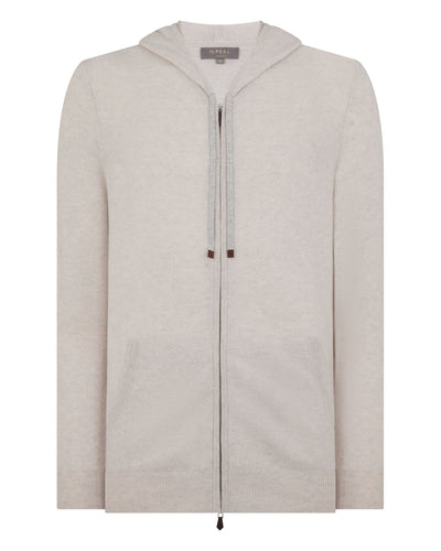 N.Peal Men's Ladbroke Cashmere Hoodie Pebble Grey