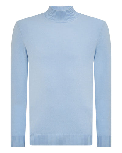 N.Peal Men's Mayfair Turtle Neck Cashmere Jumper Sea Mist Blue