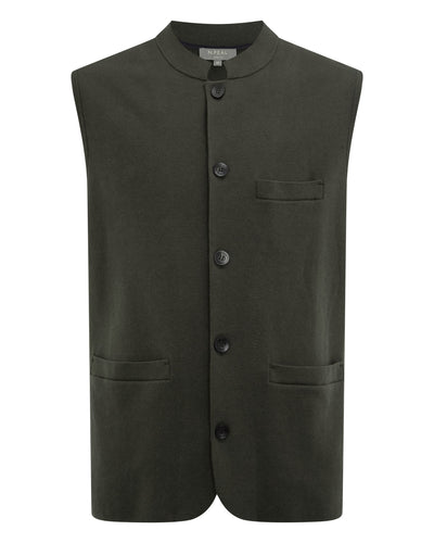 N.Peal Men's Penzance Cotton Cashmere Gilet Arabica Khaki Green