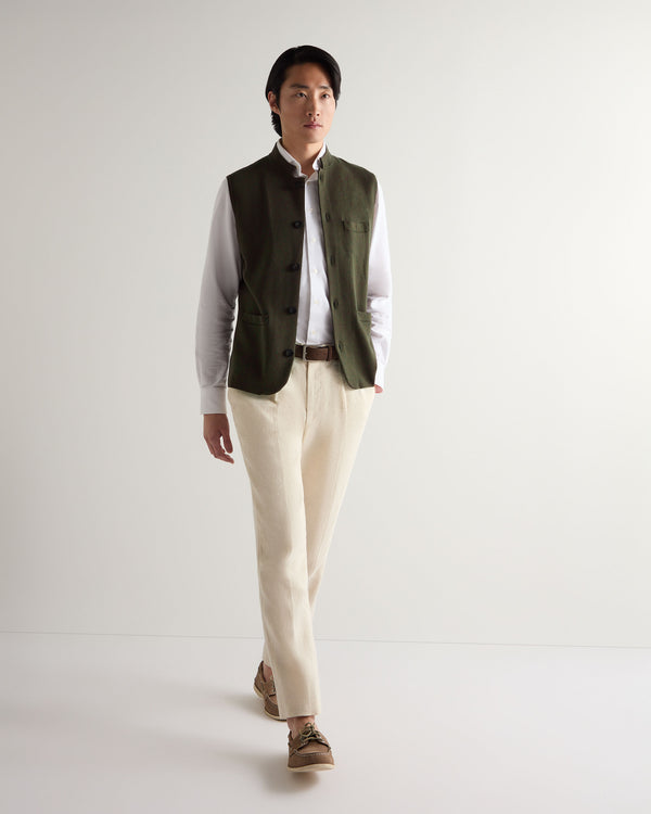 N.Peal Men's Penzance Cotton Cashmere Gilet Arabica Khaki Green