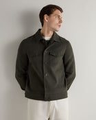 Men's Short Linen Woven Jacket Arabica Khaki Green