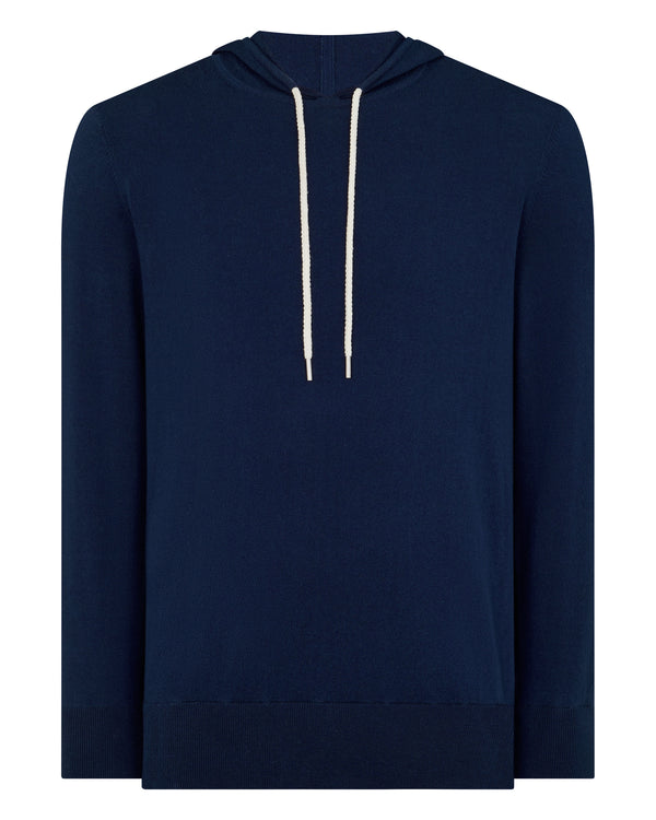 N.Peal Men's Cotton Cashere Silk Hoodie French Blue