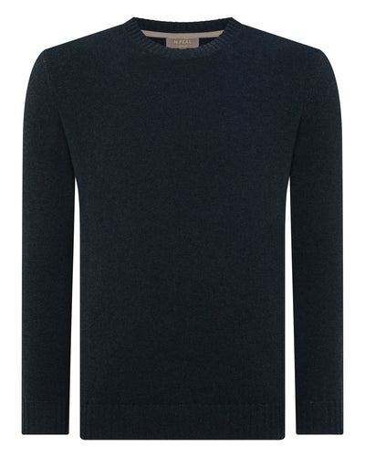 N.Peal Men's Shoreditch Round Neck Cashmere Jumper Indigo Blue