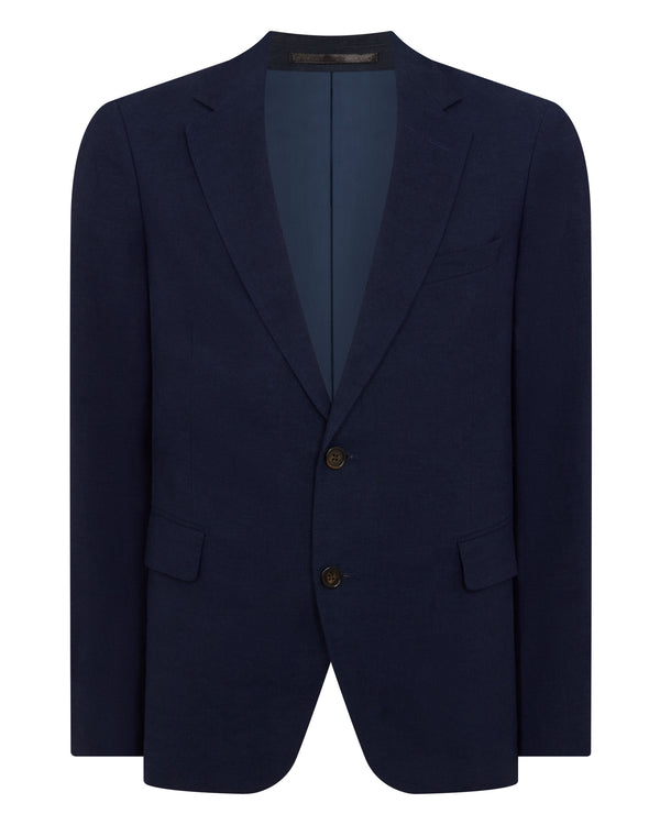 N.Peal Men's Amalfi Linen Jacket Navy Blue