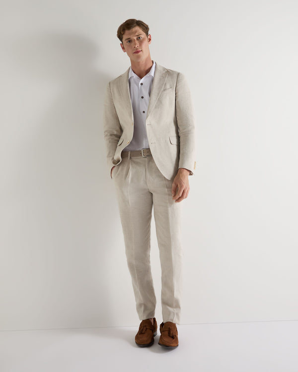 N.Peal Men's Amalfi Linen Jacket Sand Brown