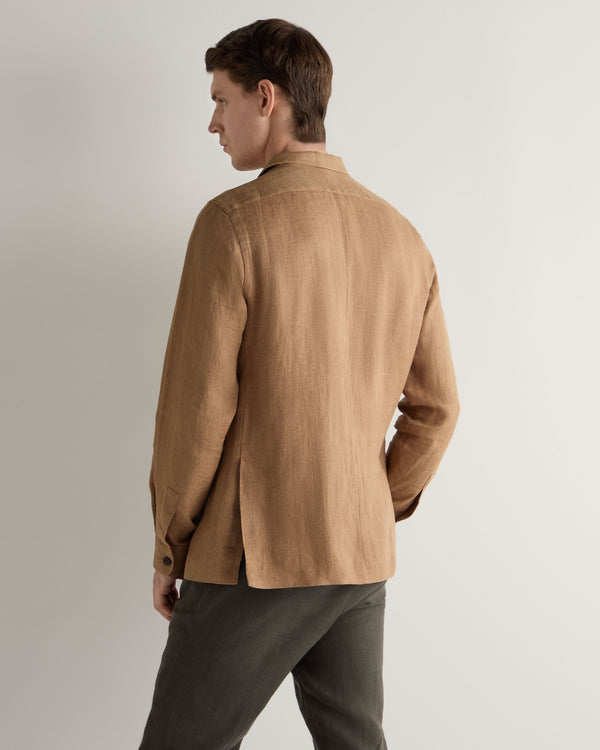 N.Peal Men's Safari Linen Jacket Tan Brown