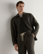 Men's Scala Linen Overshirt Arabica Khaki Green