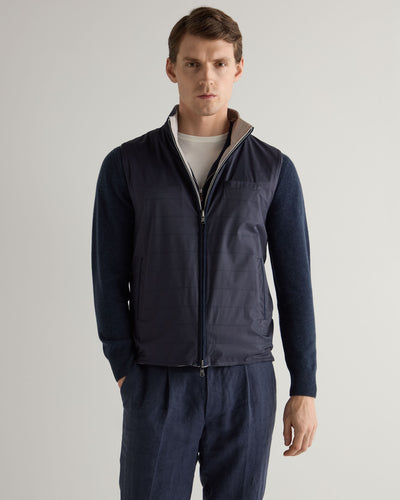 N.Peal Men's Reversible Weatherproof Gilet Navy Blue