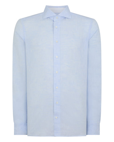 N.Peal Men's Cannes Linen Shirt Light Blue