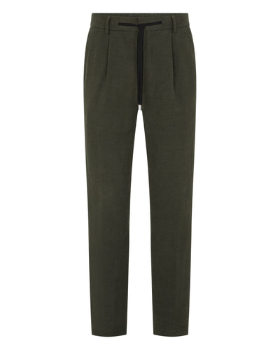 N.Peal Men's Atrani Linen Trouser Arabica Khaki Green