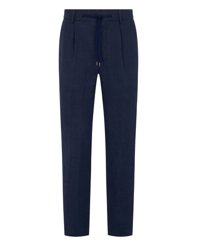 N.Peal Men's Atrani Linen Trouser Navy Blue