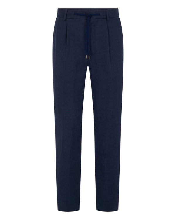 N.Peal Men's Atrani Linen Trouser Navy Blue