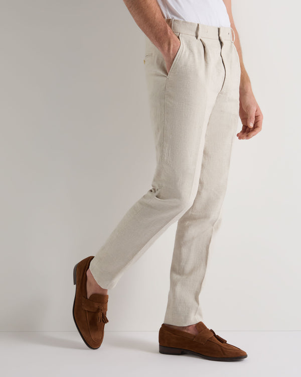 N.Peal Men's Atrani Linen Trouser Sand Brown