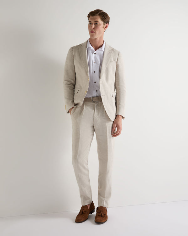 N.Peal Men's Atrani Linen Trouser Sand Brown