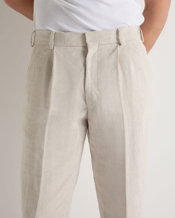 N.Peal Men's Atrani Linen Trouser Sand Brown