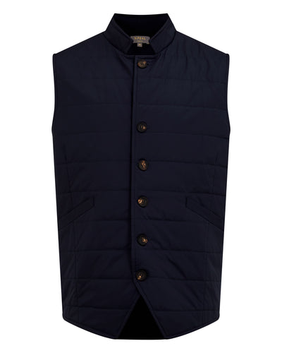 N.Peal Men's Salzburg Cotton Silk Cashmere Gilet Navy Blue