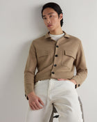 Men's Cotton Silk Cashmere Overshirt Taupe Brown