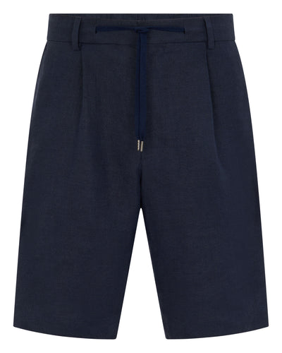 N.Peal Men's Atrani Linen Short Navy Blue