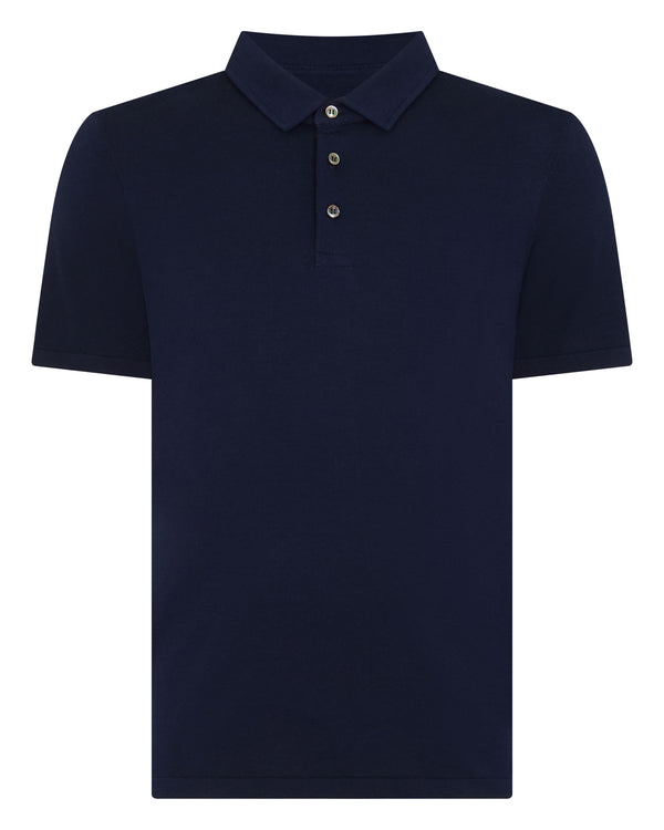 N.Peal Men's Hove Cotton Polo Navy Blue