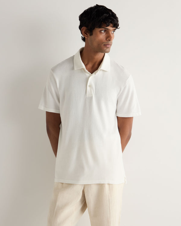 N.Peal Men's Hove Cotton Polo White