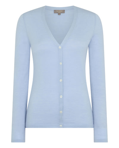 N.Peal Women's Mia Superfine Cashmere V Neck Cardigan Pale Blue