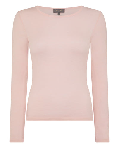 N.Peal Women's Eden Superfine Cashmere Round Neck Top Blush Pink