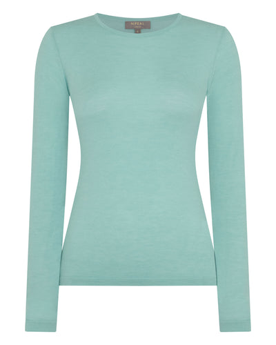 N.Peal Women's Eden Superfine Cashmere Round Neck Top Mint Green