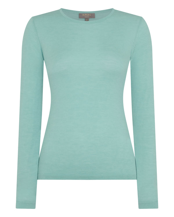 N.Peal Women's Eden Superfine Cashmere Round Neck Top Mint Green