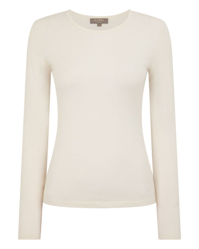 Women's Eden Superfine Cashmere Round Neck Top New Ivory White