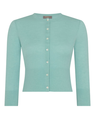 N.Peal Women's Darcie Superfine Cashmere Cropped Cardigan Mint Green