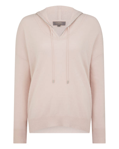 N.Peal Women's Maya Metal Trim Cashmere Hoodie Dusk Pink