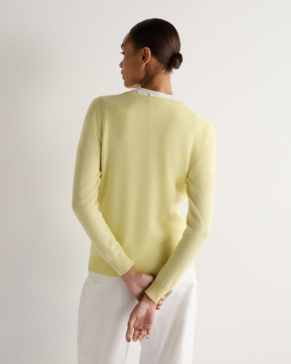 N.Peal Women's Phoebe V Neck Cashmere Jumper Granita Yellow