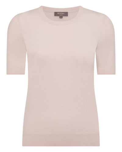 N.Peal Women's Milly Classic Cashmere T-Shirt Dusk Pink