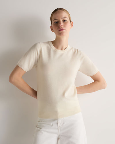 Women's Milly Classic Cashmere T-Shirt New Ivory White