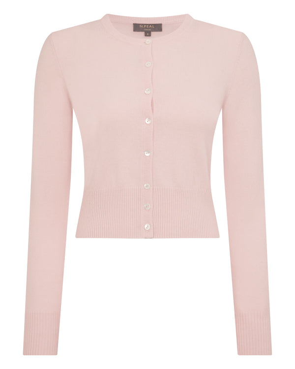 N.Peal Women's Ivy Cropped Cashmere Cardigan Blossom Pink